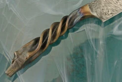 Damascus Blacksmith Knife With Carved Wolf Head -Optimal Knives Store 108751 6 x