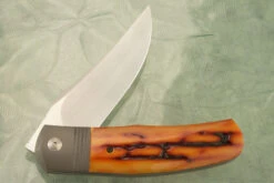 Stan Front Flipper With Amber Stag And Titanium - RWL-34 -Optimal Knives Store 108753 4 x