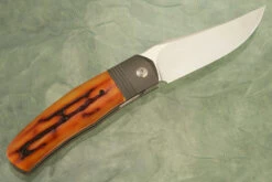 Stan Front Flipper With Amber Stag And Titanium - RWL-34 -Optimal Knives Store 108753 5 x