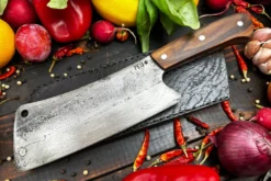 Meat Cleaver With Jacaranda And O2 Carbon Steel