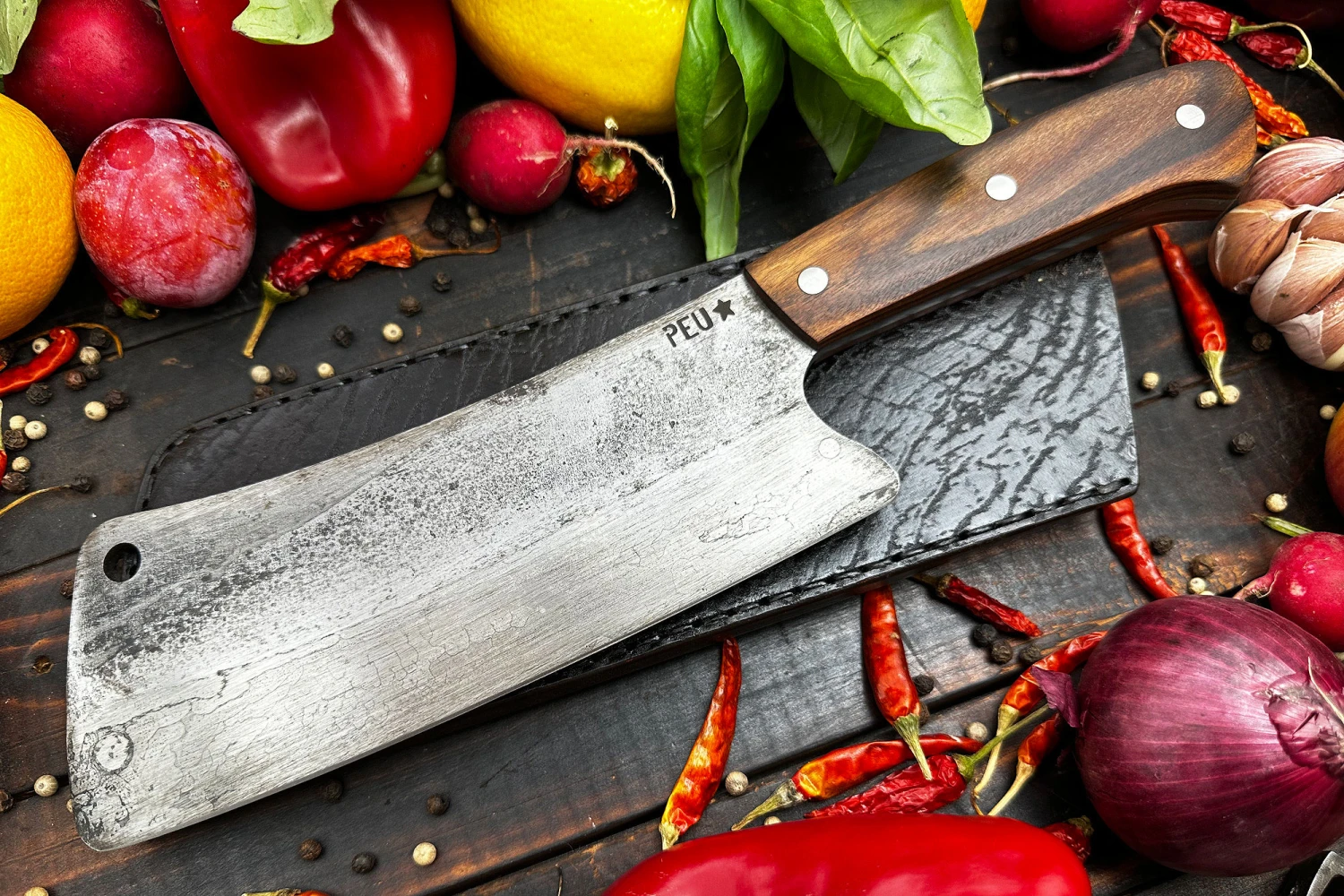 Meat Cleaver With Jacaranda And O2 Carbon Steel 1 Meat Cleaver With Jacaranda And O2 Carbon Steel