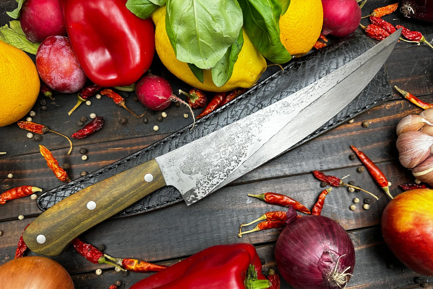 Scimitar Fillet/Butcher's Knife (230mm) With Argentine Lignum Vitae And O2 Carbon Steel 4 Scimitar Fillet/Butcher's Knife (230mm) With Argentine Lignum Vitae And O2 Carbon Steel - Image 4