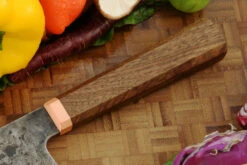 Damascus San Mai Nakiri (6 In.) With Walnut And Copper 11 Damascus San Mai Nakiri (6 In.) With Walnut And Copper -Optimal Knives Store 108914 5 x