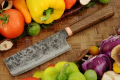 Damascus San Mai Nakiri (6 In.) With Walnut And Copper 13 Damascus San Mai Nakiri (6 In.) With Walnut And Copper -Optimal Knives Store 108914 7 x