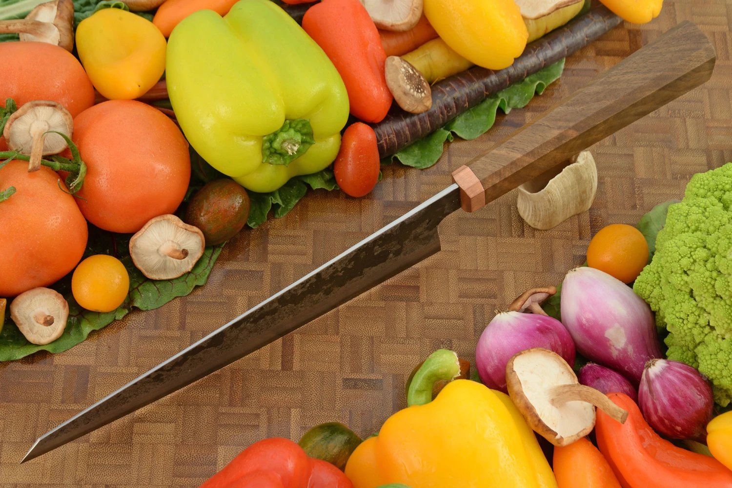 Damascus San Mai Gyuto (8-3/4 In.) With Walnut And Copper 4 Damascus San Mai Gyuto (8-3/4 In.) With Walnut And Copper - Image 4