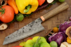 Damascus San Mai Santoku (7 In.) With Walnut And Copper 13 Damascus San Mai Santoku (7 In.) With Walnut And Copper -Optimal Knives Store 108917 7 x