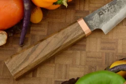 Damascus San Mai Utility Knife (5-1/4 In.) With Walnut And Copper 9 Damascus San Mai Utility Knife (5-1/4 In.) With Walnut And Copper -Optimal Knives Store 108920 3 x