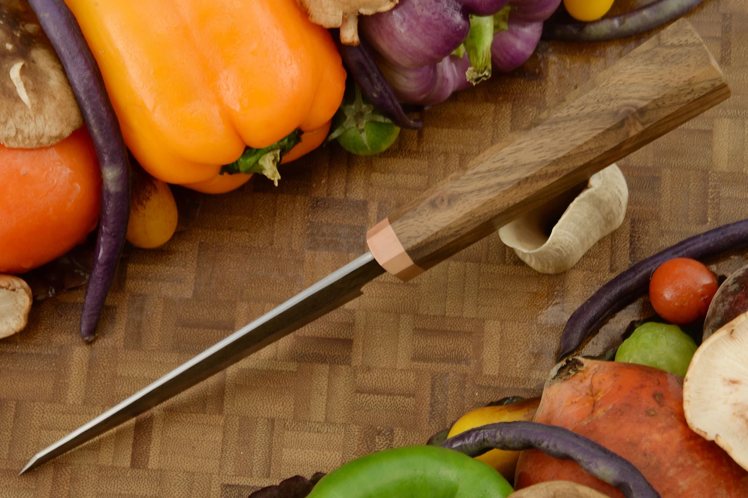Damascus San Mai Utility Knife (5-1/4 In.) With Walnut And Copper 4 Damascus San Mai Utility Knife (5-1/4 In.) With Walnut And Copper - Image 4