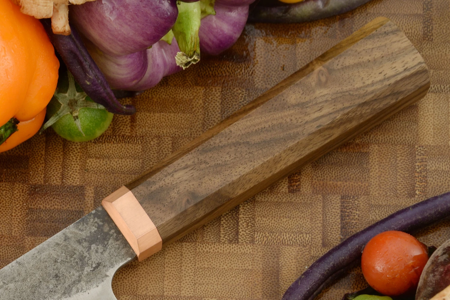 Damascus San Mai Utility Knife (5-1/4 In.) With Walnut And Copper 5 Damascus San Mai Utility Knife (5-1/4 In.) With Walnut And Copper - Image 5