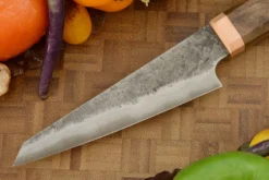 Damascus San Mai Utility Knife (5-1/4 In.) With Walnut And Copper 12 Damascus San Mai Utility Knife (5-1/4 In.) With Walnut And Copper -Optimal Knives Store 108920 6 x