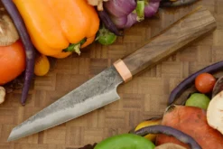 Damascus San Mai Utility Knife (5-1/4 In.) With Walnut And Copper 13 Damascus San Mai Utility Knife (5-1/4 In.) With Walnut And Copper -Optimal Knives Store 108920 7 x