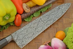 Integral Mosaic Damascus Chef's Knife (9 In.) With African Blackwood -Optimal Knives Store 108922 7 x