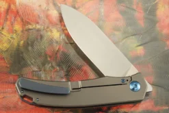 Urban XL Framelock Front Flipper With Titanium And Dark Matter FatCarbon - ELMAX - LEFT HANDED -Optimal Knives Store 108997 4 x