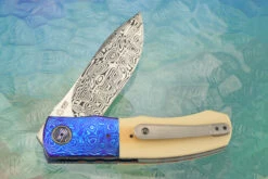 L46 Flipper With Damasteel, Westinghouse Micarta, And Timascus (Ceramic IKBS) -Optimal Knives Store 109010 5 x