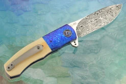 L46 Flipper With Damasteel, Westinghouse Micarta, And Timascus (Ceramic IKBS) -Optimal Knives Store 109010 7 x