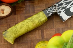 Integral Mosaic Damascus Chef's Knife (7 In.) With Maple Burl And Carbon Fiber -Optimal Knives Store 109024 3 x