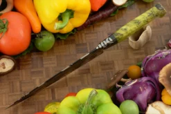 Integral Mosaic Damascus Chef's Knife (7 In.) With Maple Burl And Carbon Fiber -Optimal Knives Store 109024 4 x