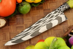 Integral Mosaic Damascus Chef's Knife (7 In.) With Maple Burl And Carbon Fiber -Optimal Knives Store 109024 6 x