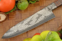Integral Mosaic Damascus Chef's Knife (Gyuto) With Curly Koa (6-2/3 In.) -Optimal Knives Store 109025 6 x