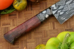 Integral Mosaic Damascus Chef's Knife (9-1/3 In.) With Curly Cottonwood -Optimal Knives Store 109027 3 x