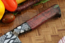 Integral Mosaic Damascus Chef's Knife (9-1/3 In.) With Curly Cottonwood -Optimal Knives Store 109027 5 x