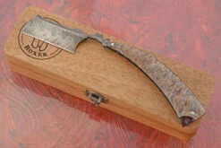 Razor With Box Elder (6/8 Custom Point) - Damascus