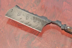 Razor With Box Elder (6/8 Custom Point) - Damascus -Optimal Knives Store 109040 3 x