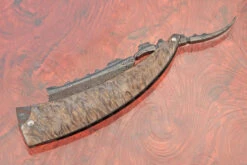 Razor With Box Elder (6/8 Custom Point) - Damascus -Optimal Knives Store 109040 4 x