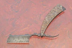 Razor With Box Elder (6/8 Custom Point) - Damascus -Optimal Knives Store 109040 6 x