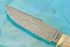 Feather Damascus Hunter With Walrus Ivory -Optimal Knives Store 109059 3 x