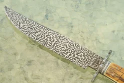 Coffin Handle Bowie With Mosaic Damascus And Mammoth Ivory 11 Coffin Handle Bowie With Mosaic Damascus And Mammoth Ivory -Optimal Knives Store 109061 3 x
