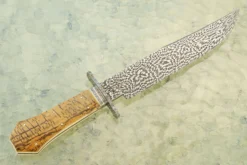 Coffin Handle Bowie With Mosaic Damascus And Mammoth Ivory 17 Coffin Handle Bowie With Mosaic Damascus And Mammoth Ivory -Optimal Knives Store 109061 9 x