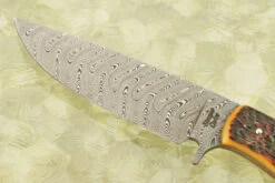 Damascus Hunter With Jigged Bone -Optimal Knives Store 109062 3 x