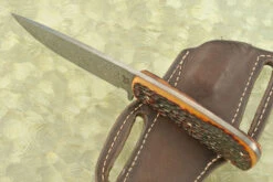 Damascus Hunter With Jigged Bone -Optimal Knives Store 109062 5 x