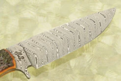 Damascus Hunter With Jigged Bone -Optimal Knives Store 109062 7 x