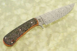 Damascus Hunter With Jigged Bone -Optimal Knives Store 109062 8 x