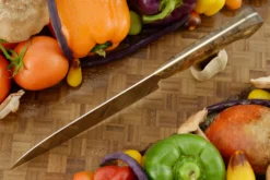 Chef's Knife - Santoku (7 In.) With Amboyna Burl - AEB-L 7 Chef's Knife - Santoku (7 In.) With Amboyna Burl - AEB-L -Optimal Knives Store 109098 3 x