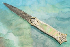 Damascus Backlock Interframe With Bulino Engraving And Blacklip Mother Of Pearl (Prototype)