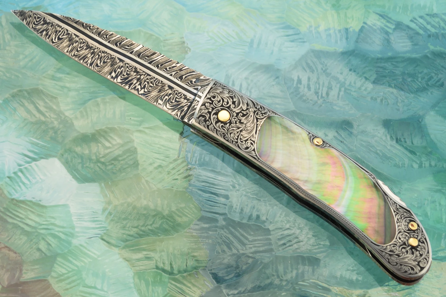 Engraved Backlock Interframe With Blacklip Mother Of Pearl 1 Engraved Backlock Interframe With Blacklip Mother Of Pearl