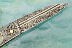 Engraved Backlock Interframe With Blacklip Mother Of Pearl 12 Engraved Backlock Interframe With Blacklip Mother Of Pearl -Optimal Knives Store 109122 6 x