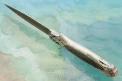 Damascus Backlock Interframe With Bulino Engraving And Blacklip Mother Of Pearl -Optimal Knives Store 109123 4 x