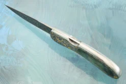 Engraved Auto Backlock Interframe With Blacklip Mother Of Pearl, Damascus And Gold Inlay -Optimal Knives Store 109124 4 x