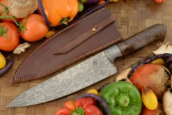 Mosaic Damascus Chef's Knife (9.2 In.) With Curly Koa
