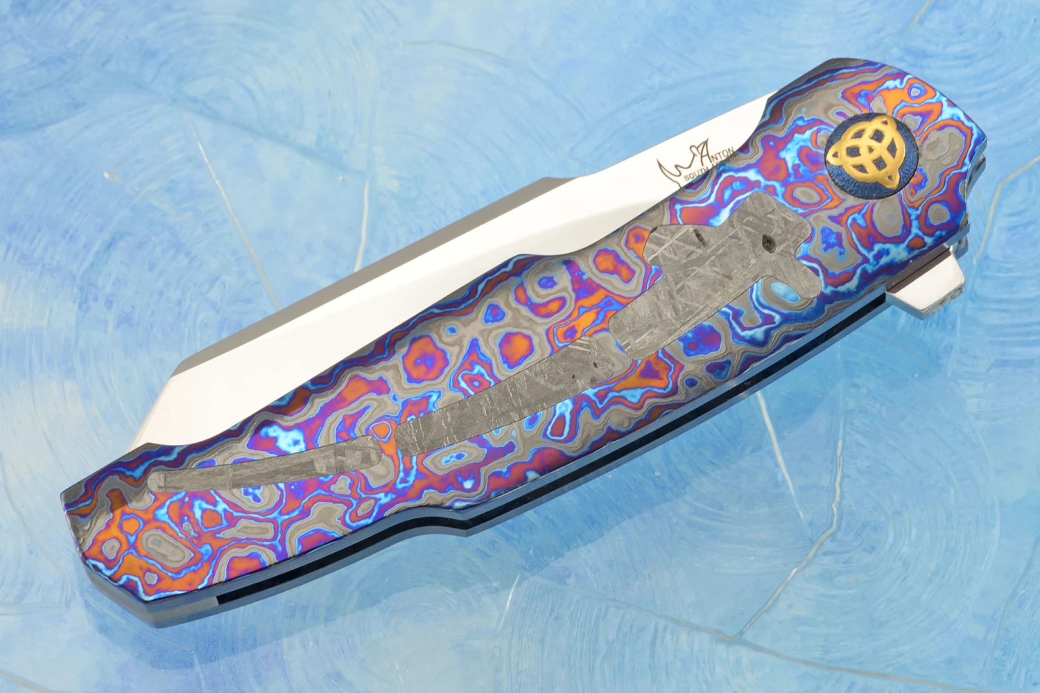 Boudicca Flipper "Angel's Finger" With Black Timascus And Meteorite (IKBS) - RWL-34 (Ceramic IKBS) 2 Boudicca Flipper "Angel's Finger" With Black Timascus And Meteorite (IKBS) - RWL-34 (Ceramic IKBS) - Image 2