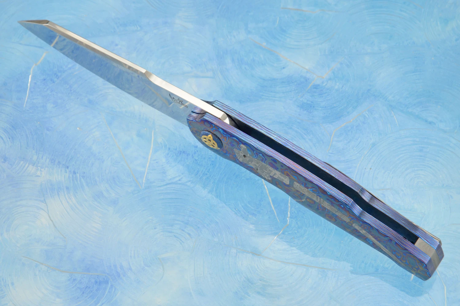 Boudicca Flipper "Angel's Finger" With Black Timascus And Meteorite (IKBS) - RWL-34 (Ceramic IKBS) 3 Boudicca Flipper "Angel's Finger" With Black Timascus And Meteorite (IKBS) - RWL-34 (Ceramic IKBS) - Image 3