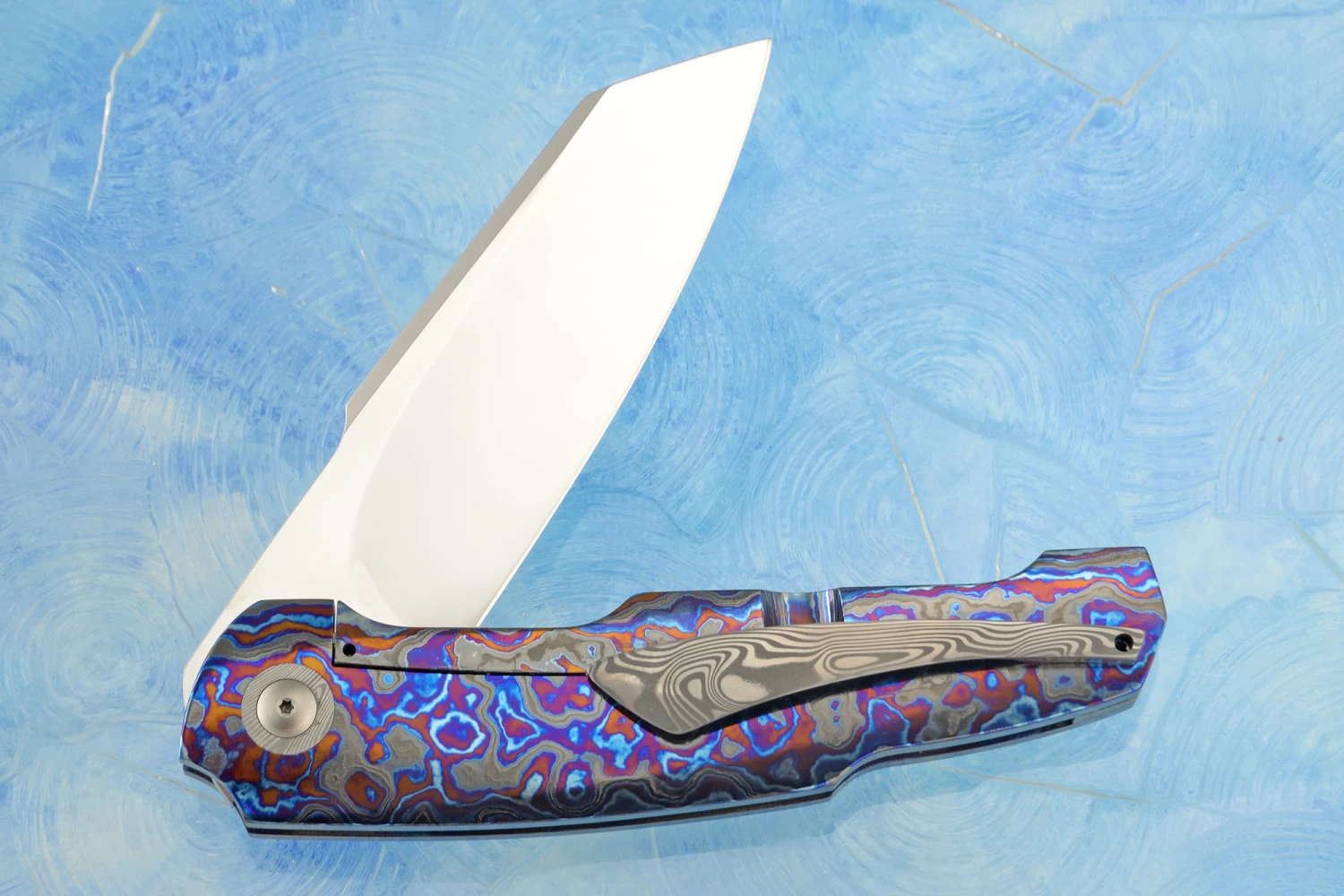 Boudicca Flipper "Angel's Finger" With Black Timascus And Meteorite (IKBS) - RWL-34 (Ceramic IKBS) 4 Boudicca Flipper "Angel's Finger" With Black Timascus And Meteorite (IKBS) - RWL-34 (Ceramic IKBS) - Image 4