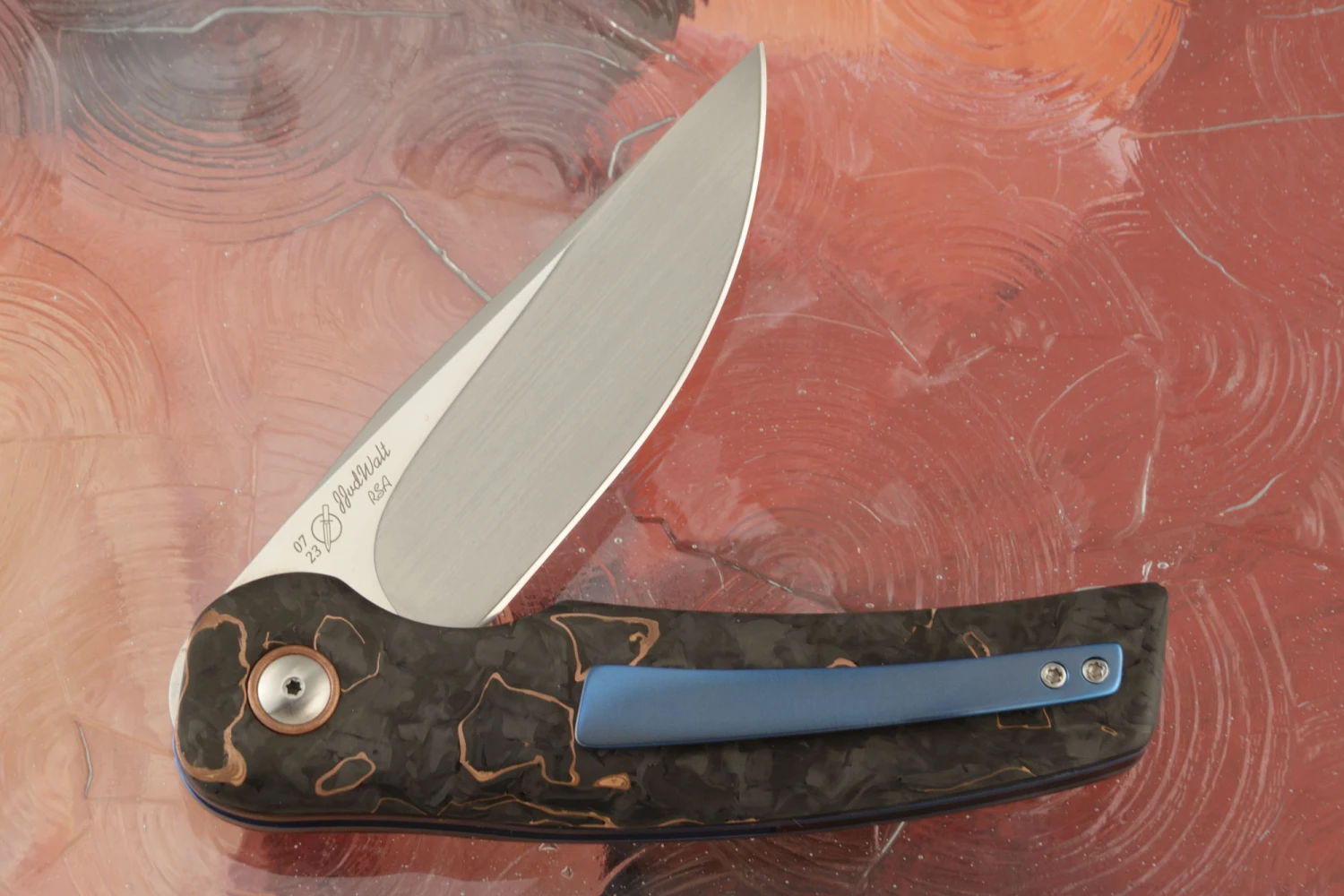 JB1 Flipper With Copper Marble Carbon Fiber - M390 4 JB1 Flipper With Copper Marble Carbon Fiber - M390 - Image 4