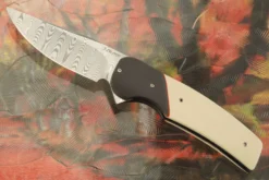 JB1 Flipper With Ivory Paper Micarta - Damascus