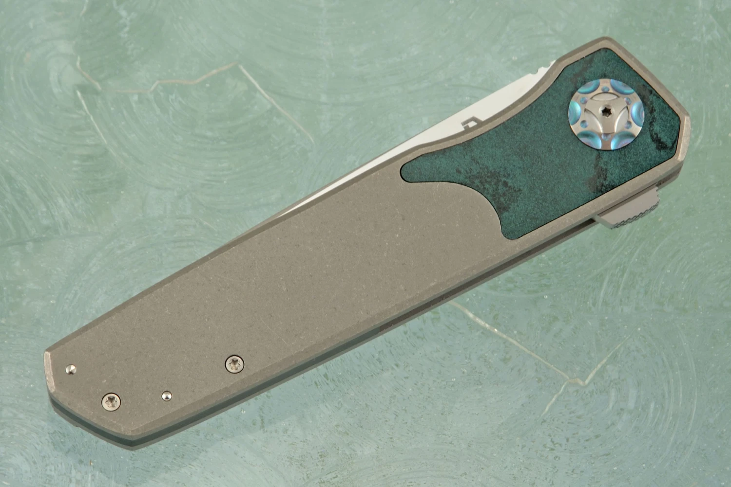 Iridium Framelock Flipper With Vintage Micarta And Titanium (IKBS) - ATS-34 2 Iridium Framelock Flipper With Vintage Micarta And Titanium (IKBS) - ATS-34 - Image 2