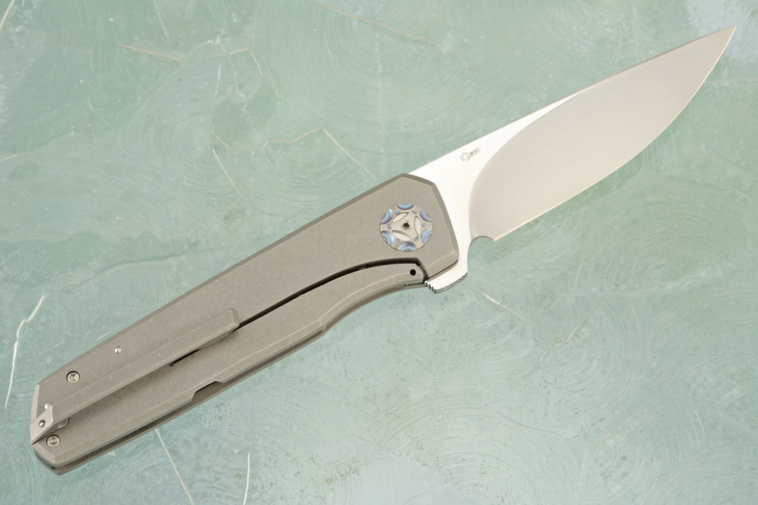 Iridium Framelock Flipper With Vintage Micarta And Titanium (IKBS) - ATS-34 5 Iridium Framelock Flipper With Vintage Micarta And Titanium (IKBS) - ATS-34 - Image 5